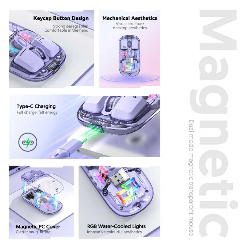 Transparent Dual-mode Rechargeable BT Wireless Mouse - Image 5