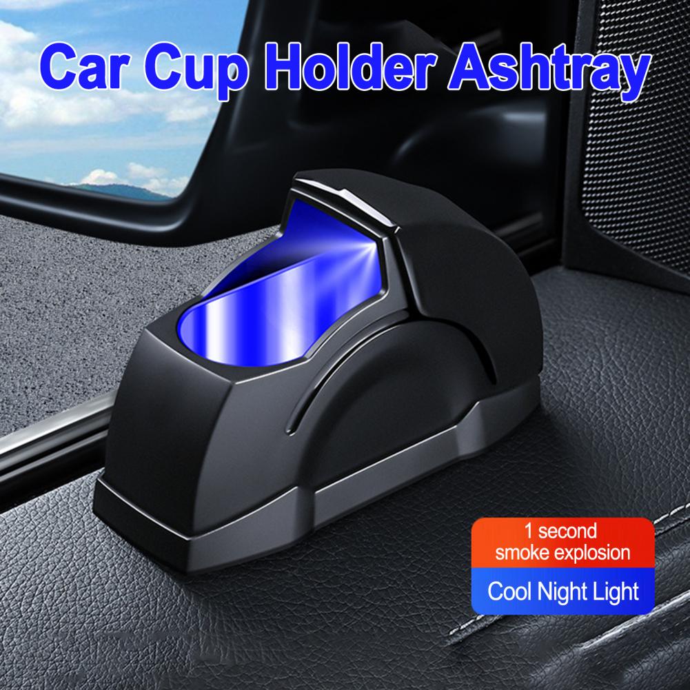 Windproof Car Ashtray With Blue LED Light - Image 2