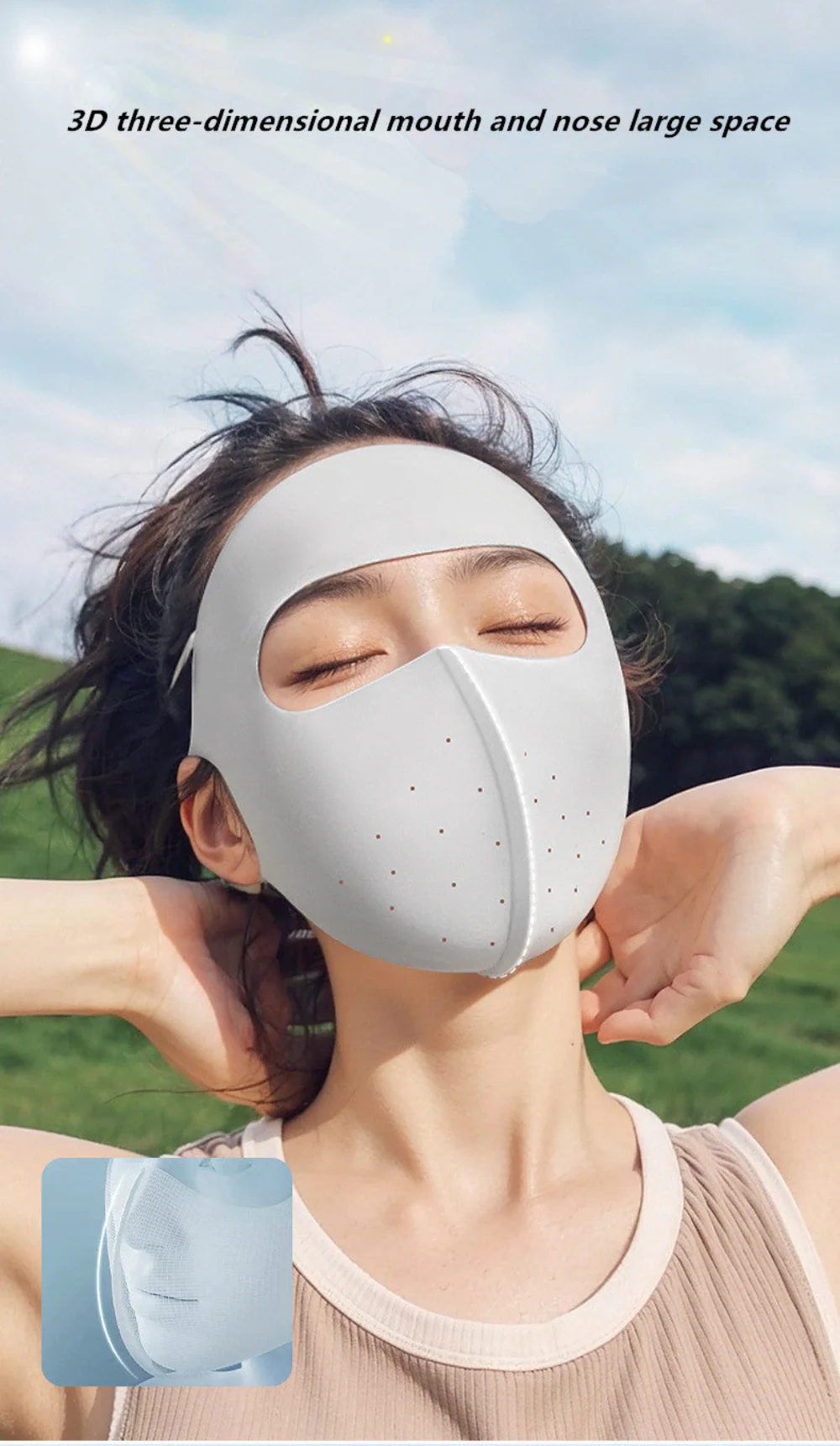 Women Summer Protection Breathable Forehead Full Face Mask - Image 5